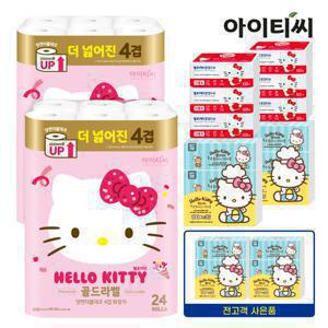 (키친타올6팩)[런칭10주년] 헬로키티 골드라벨 4겹 24롤2팩+팝업티슈6팩+키친타올6팩+키친타올6팩 더