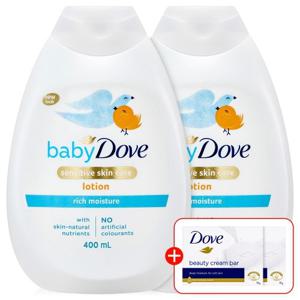 [도브] 베이비 로션 400ml X 2개 (+ 비누 2개) 페이스&바디 어린이 올인원 고보습 저자극 크림
