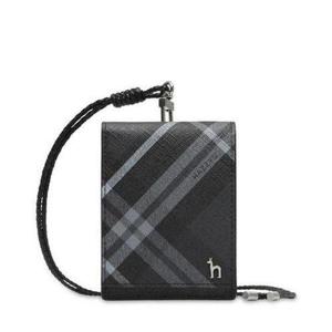 갤러리아_헤지스핸드백 [HJHO5E660BK]남성 체크 2단 목걸이형 카드지갑