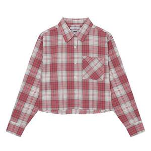 [잠뱅이]여성) 크롭 체크셔츠(오버핏)_AN1WWH157-PK