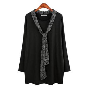 [허밍퍼플]여성용 2825-버블 스카프 롱T 빅사이즈 라운드 긴팔 티셔츠 미시 마담 중년 여자 옷 여성의류