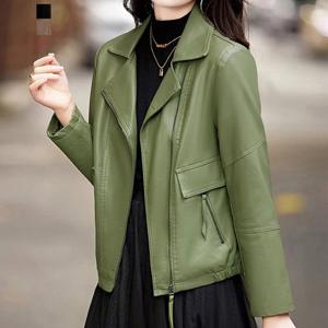 [퀸이즈] [~88까지]지키 사선 지퍼 카라 레더 자켓