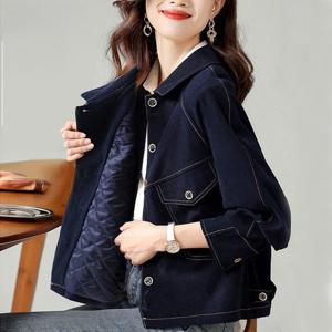 제로투올샵2 / 겨울 여성 패딩 숏자켓 캐주얼 데님 스타일 네이비블루 M