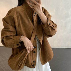 [블랙퀸] 가방포함 루즈핏 스웨이드 자켓 blk004005