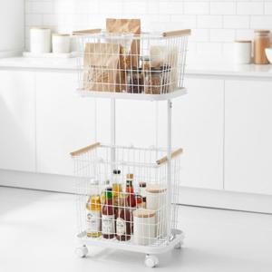 ★비밀특가★ 이지라이프 이동식 2단 스퀘어 철제 빨래바구니 화이트