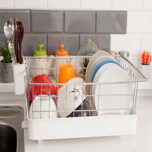 데코 갤러리 자동물빠짐 식기건조대 1단 A형 화이트