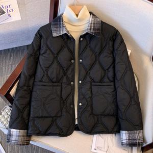 마감할인[블랙퀸] 체크백색 경량 패딩점퍼 blk002628