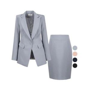 [비비드시크릿가너]VIVID SET 여성 키비솔리드 정장자켓+정장스커트 세트