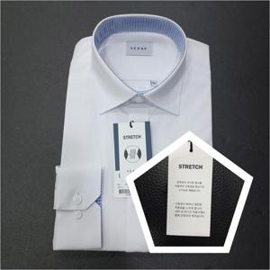 [예작]카라소매배색 스냅단추(똑딱이) 긴소매 구김없고 비침적은 스판 일반핏 YJESBR1030WH