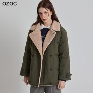[오조크(OZOC)] 양털카라 더블버튼 구스다운 점퍼 (택가격: 284000원)