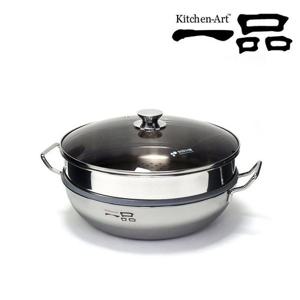 키친아트 IH 스텐304재질 일품 통3중 스텐 2단 찜냄비 24cm /인덕션가능 찜솥 찜기