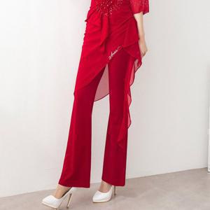 까르죠아 사선 망사 스커트 랩바지 스포츠 댄스복 팬츠 부츠컷 나팔 치마 라인 줌바