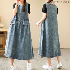 [플로레센스]큐티데님주머니민소매원피스