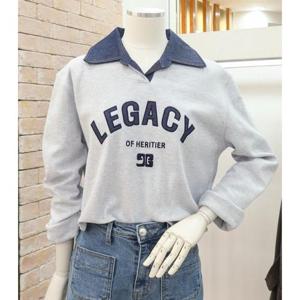 [JJ JIGOTT][JJ지고트]데님 칼라 패치 크롭 티셔츠 GP3A0TSJ31_DG