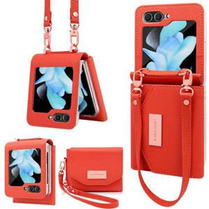 갤럭시Z 플립7 케이스/F766 력셔리 스트랩 접이식 포켓 다이어리