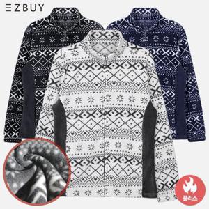 이지바이 스노우캐치 남성 눈꽃 패턴 겨울 기모 플리스 집업 자켓(M4WJ17)