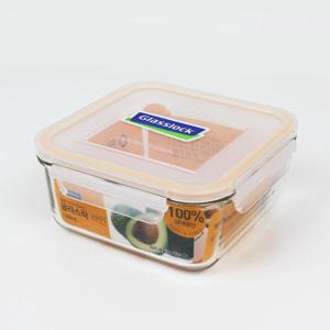 글라스락 정사각 유리 밀폐용기 전자렌지 용기 반찬통 김치 보관 1200ml