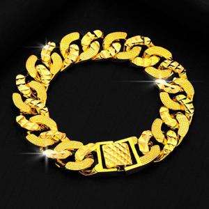 [지와이] 팔찌 18k 고급 도금 노블레스 남자 금 팔찌 변색없는 입체 24k 남성 패션 체인 할로우 주얼리