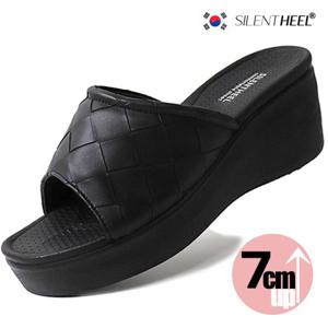 [사일런트힐] 여성 큰사각 7cm 키높이 통굽 이중 쿠션 슬리퍼 여자 회사 실내화 KS031