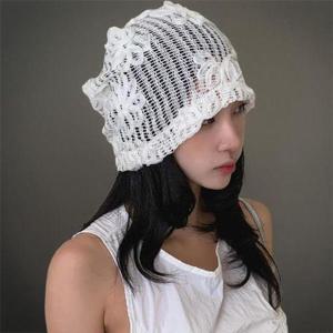 [신상오픈런]여성 여름 바캉스 꽃무늬 그물 모자 비니