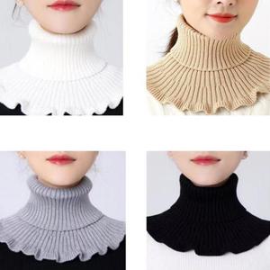 (스타일하우스) 니트티 스웨터 티셔츠 여성 프릴 니트 목폴라 넥워머 페이크 레이어드