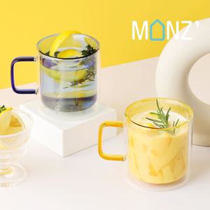 몬즈 더블월 컬러 이중 내열 유리컵 머그잔 380ml 2p 8color