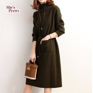 [쉬즈프리티] 카스터틀넥스트링원피스_여성겨울니트원피스