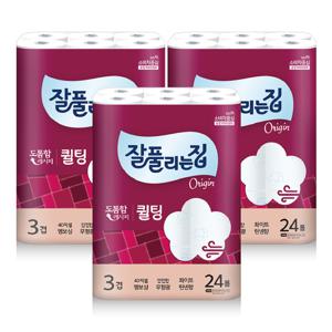 잘풀리는집 퀼팅 화장지 30m 24롤 3팩