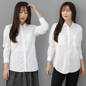 여성 화이트 셔츠 루즈핏 기본핏 면 남방 정장 긴팔