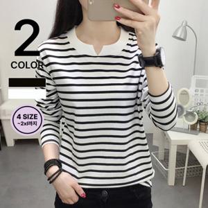 나바바 / 여성용 단가라 트임 라운드넥 긴팔 티셔츠_NT1481/ 2컬러/ 4사이즈