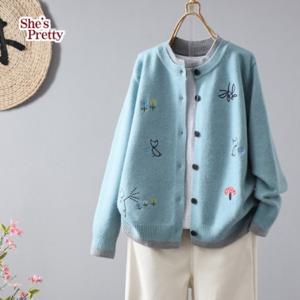 [쉬즈프리티] ★한정특가★ 유카배색자수가디건_여성가디건