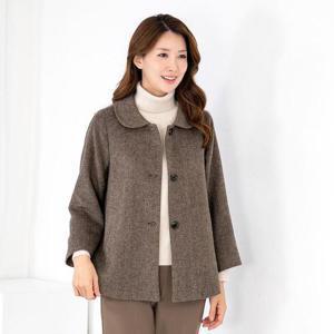 엄마옷 울모직 카라 헤링본 반코트 511BMN128 중년여성/50대/60대/마담/빅사이즈/할머니옷