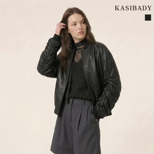 [카시바디] FAUX 레더 셔링 숏 자켓