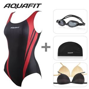 (AFIW112GC) 여성실내수영복+수경+수모+브라컵 4종세트