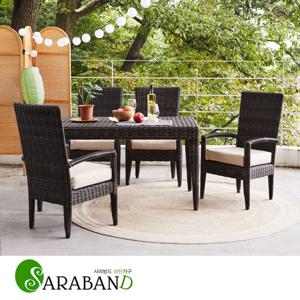 사라방드 스마랑 인조라탄 4인 야외테이블 세트 1350/테라스테이블/카페테이블/정원테이블