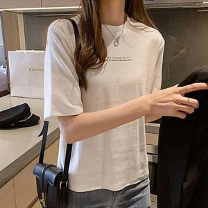 여자여름티 여자 여름 청바지 코디 데일리 라운드 반팔 티셔츠