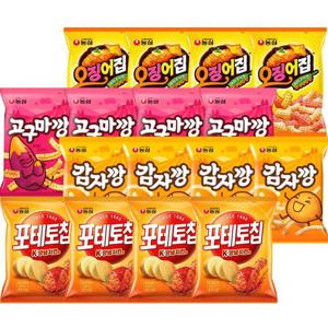 농심 포테토칩양념치킨맛4봉+감자깡4봉+고구마깡4봉+오징어집4봉