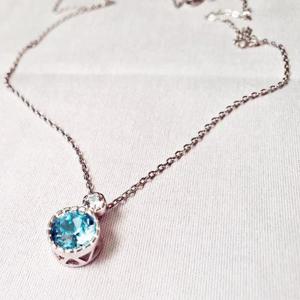 [오너클랜]인기상품 파란 보석 여자 실버 925 은 파도 한 방울 목걸이 [WE2060E_250917]