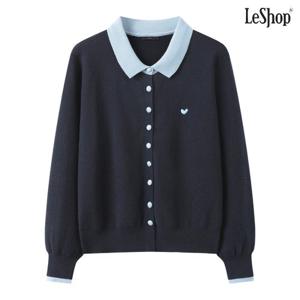 르샵 하트 자수 포인트 배색 니트 가디건 (DQ1CK006A)