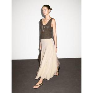 마시모두띠 프릴 린넨 블렌드 세미 롱 스커트 05218530710