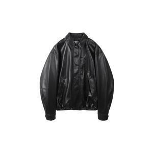 커스텀멜로우 블랙 페이크 레더 자켓 C9UAM25112BKX