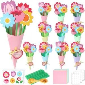 쿠바이 어머니의 날 꽃다발 공예 키트 24세트 DIY 선물 감사 주간 엄마 생일 홈 펀 활동을 위한 나만의