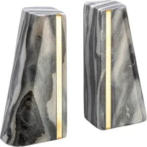 메인 + 메사 모던 마블 북엔드 황동 디테일 2개 세트 그레이