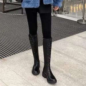 [신상오픈런]여성 레이스업 롱 부츠 슬림핏 기모 스타일 (44092205)