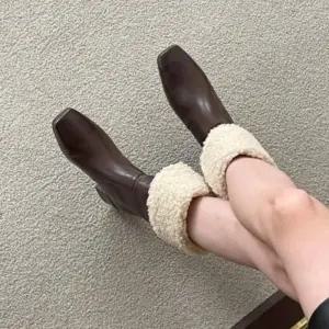 [옷자락]여성 캐주얼 따뜻한 털 앵클부츠