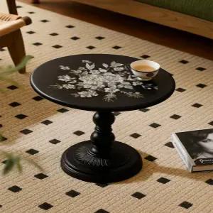 원형 커피 자개상 같은 티블 노래 찻상 자개블 소반