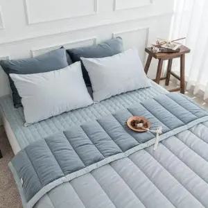 슈퍼싱글침구세트 민트그레이 빌리 극세사 슈퍼싱글 차렵 이불 패드세트