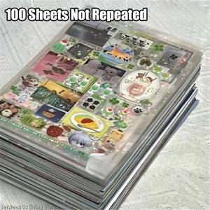 100 시트 비 반복적 Y2K 무작위 귀여운 반짝이 스티커, 휴대폰 수하물 저널 스티커, 카와이 장식 스티커, 선물