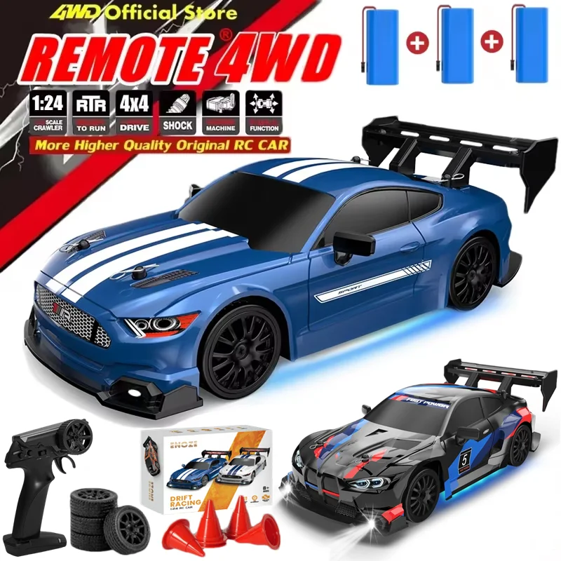 RC 드리프트 자동차 4륜구동 무선 조종 자동차 LED 라이트 트럭 20KM/H 고속 레이싱 장난감 성인 남아 여아 어린이 선물
