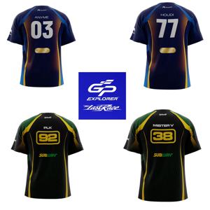 사이즈 라벨이 있는 프린트 GP3 익스플로러 팬 팀 유니폼 남녀 공용 통기성 여름 레이싱 라운드넥 반팔 캐주얼 티셔츠